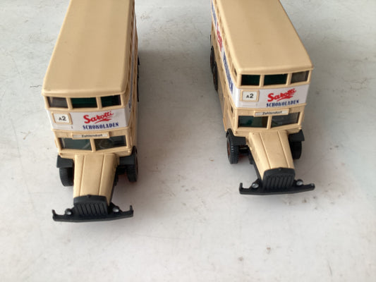 2 X WIKING 1.87 Scale (HO/OO Gauge) PLASTIC MERCEDES BERLIN DOUBLE DECKER BUS