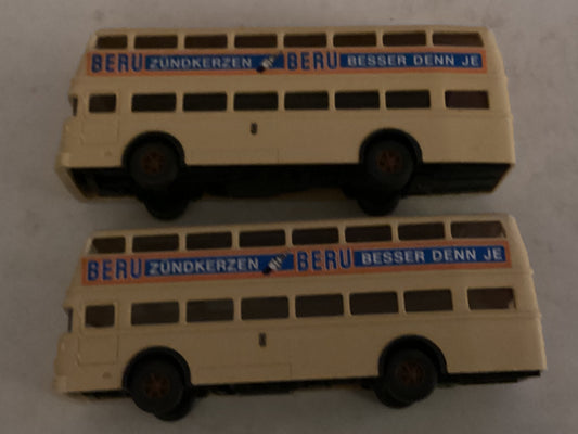 2 X 1.87 Scale (HO/OO Gauge) PLASTIC MERCEDES BERLIN DOUBLE DECKER BUS